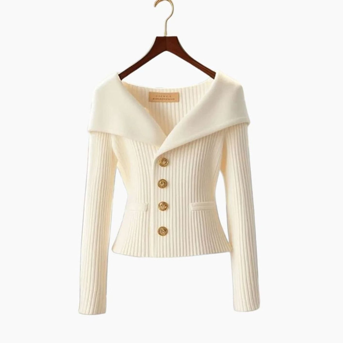 Women's Off-Shoulder Ribbed Button-Up Cardigan Sweater, White - White