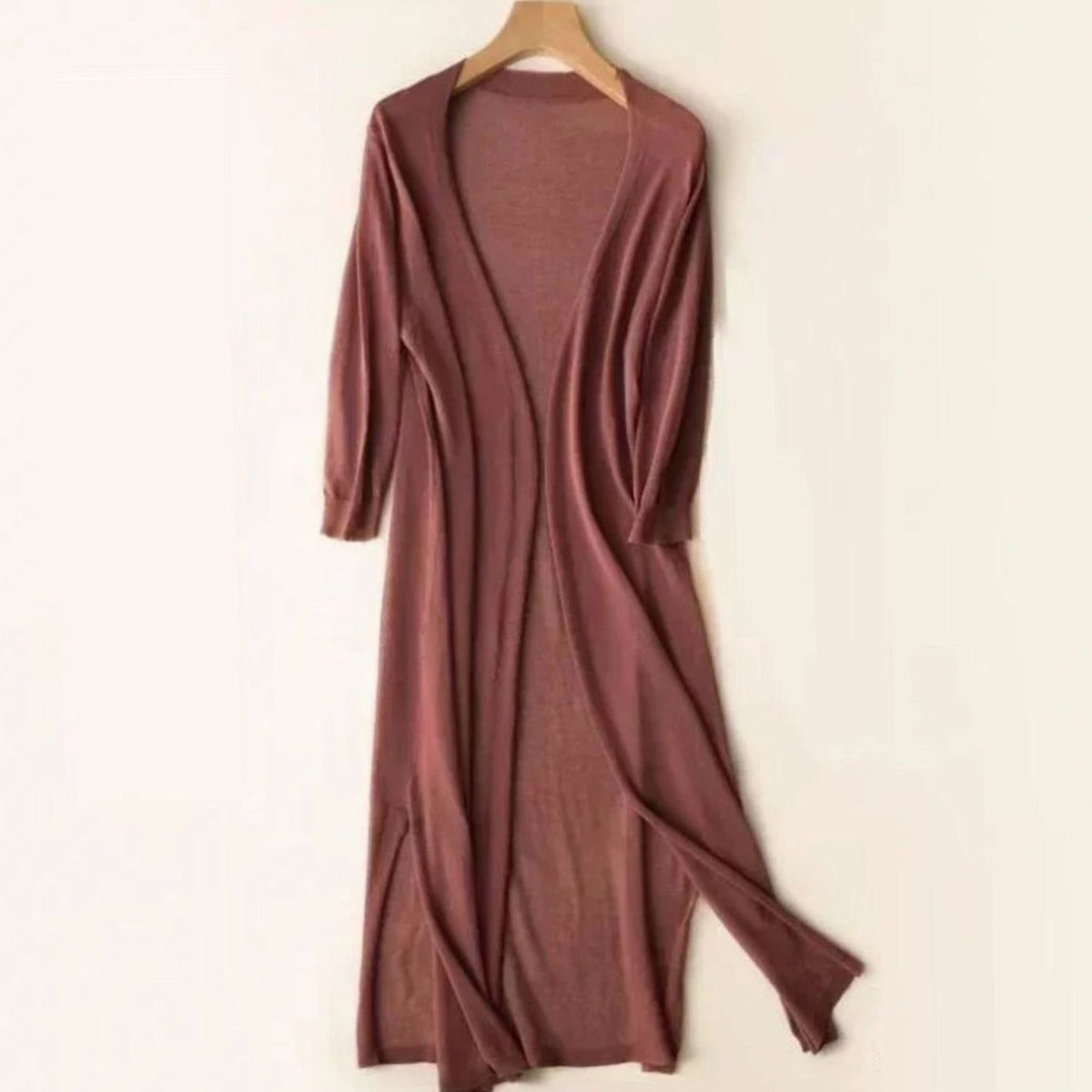 Women's Open Front Relaxed Fit Lightweight Knit Long Cardigan - Coffee