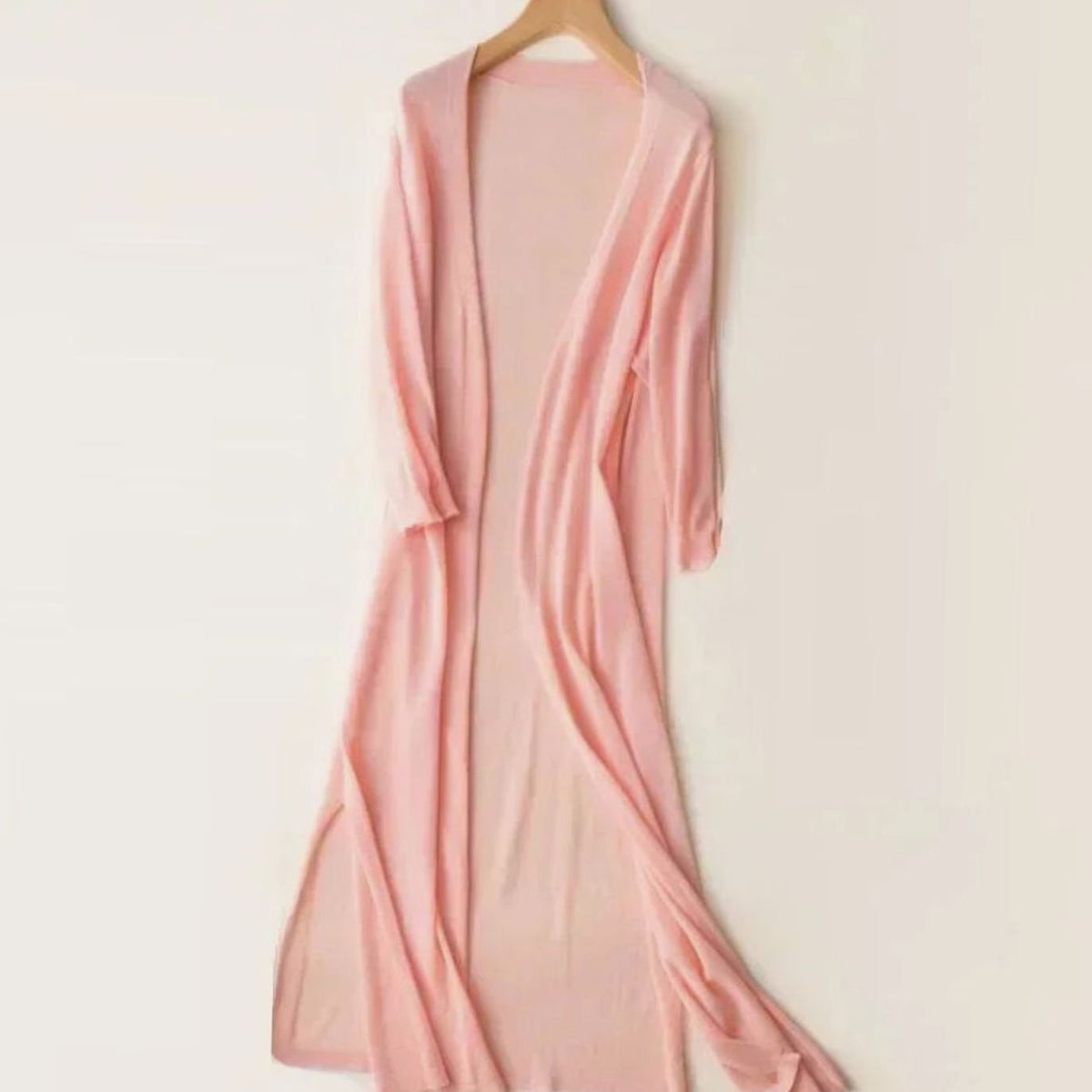 Women's Open Front Relaxed Fit Lightweight Knit Long Cardigan - Pink