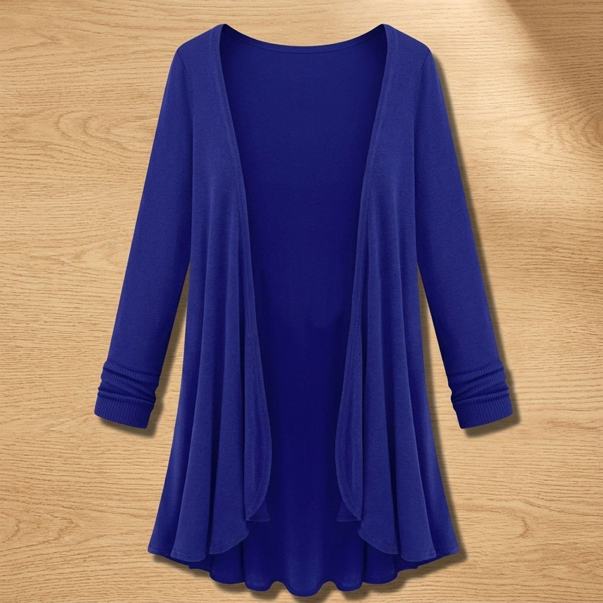 Women's Open-Front Ruffled Long-Sleeve Knit Cardigan - Blue