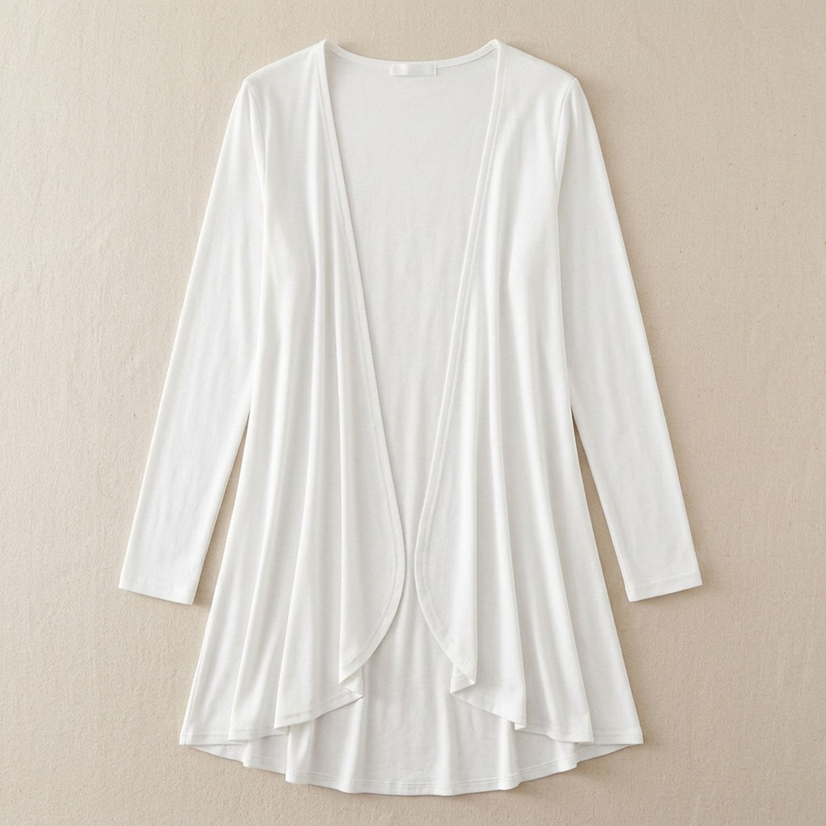 Women's Open-Front Ruffled Long-Sleeve Knit Cardigan - White