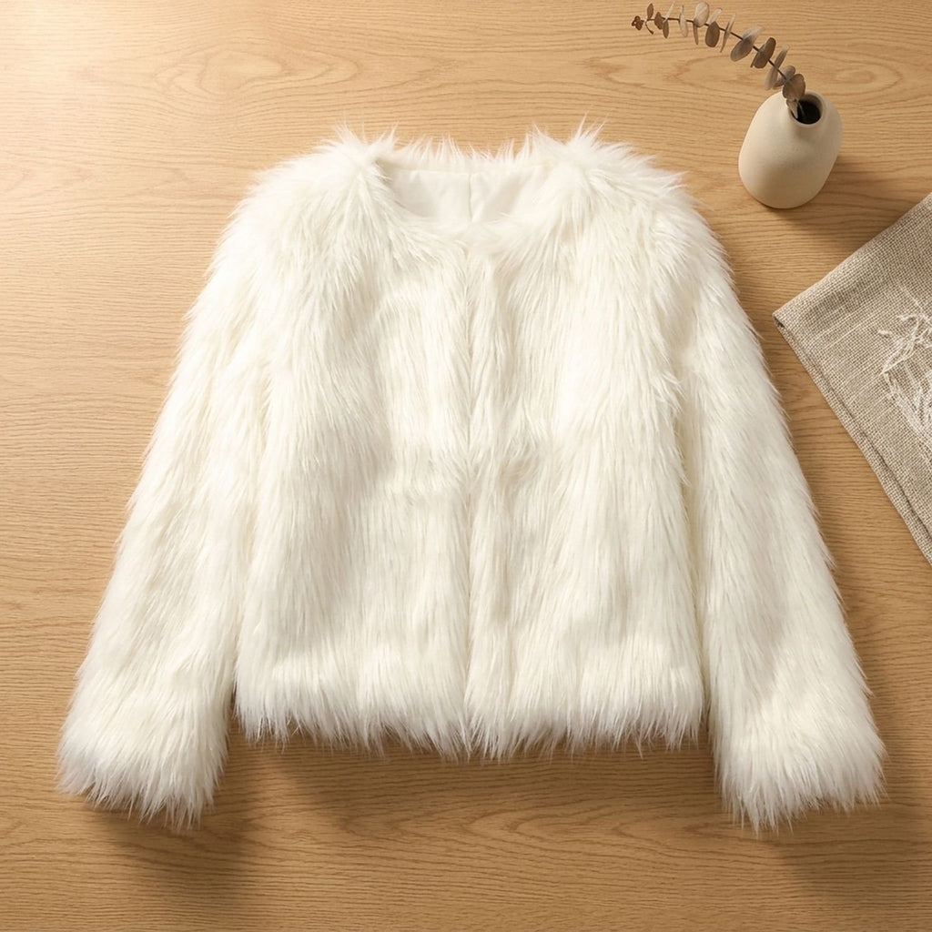 Women's Open-Front Shaggy Faux Fur Coat