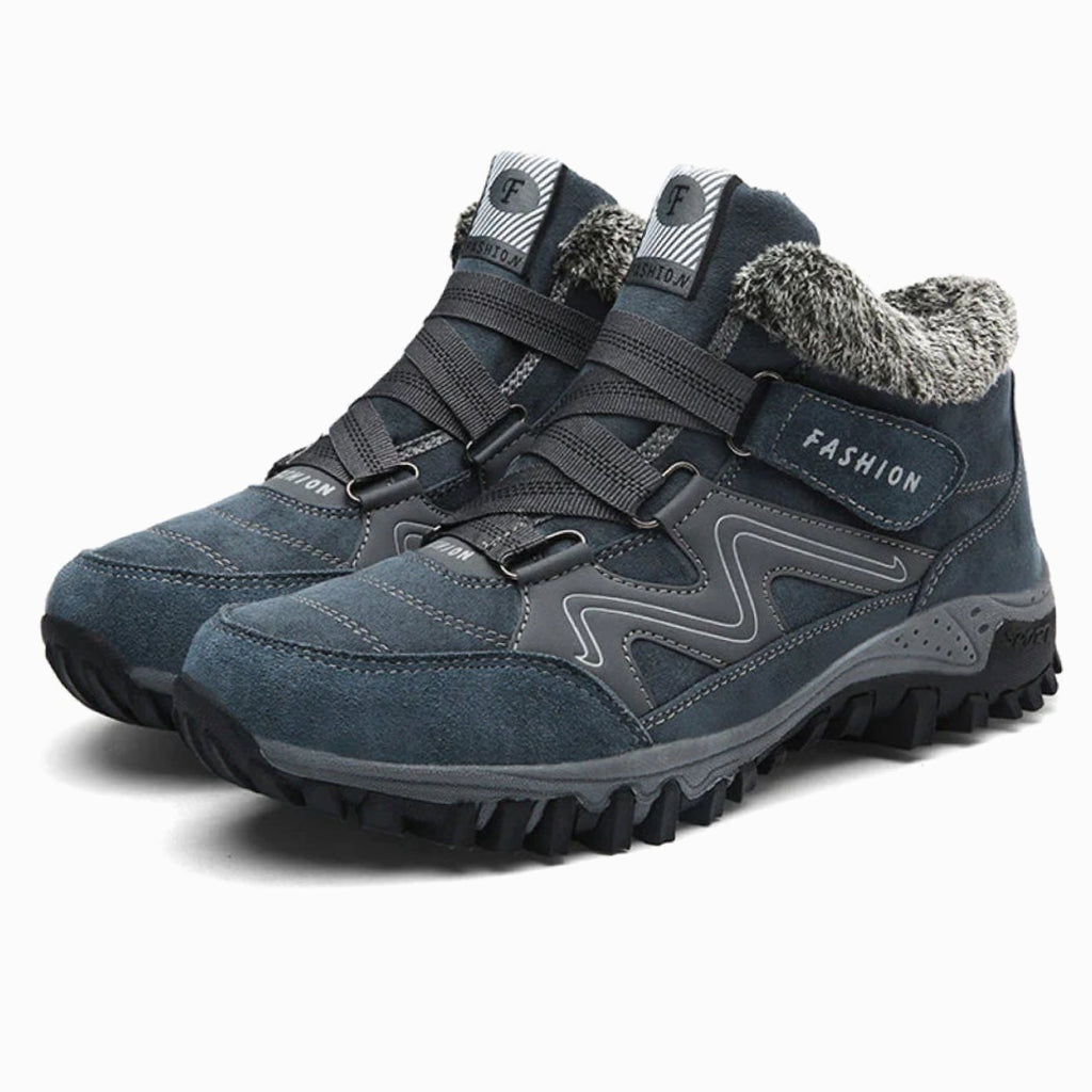 Women's Orthopedic Ankle Boots Faux Fur-Lined Lug Sole Winter Sneaker - Blue