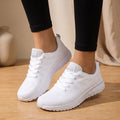 Women's Orthopedic Breathable Knit Lace-Up Sneakers - White