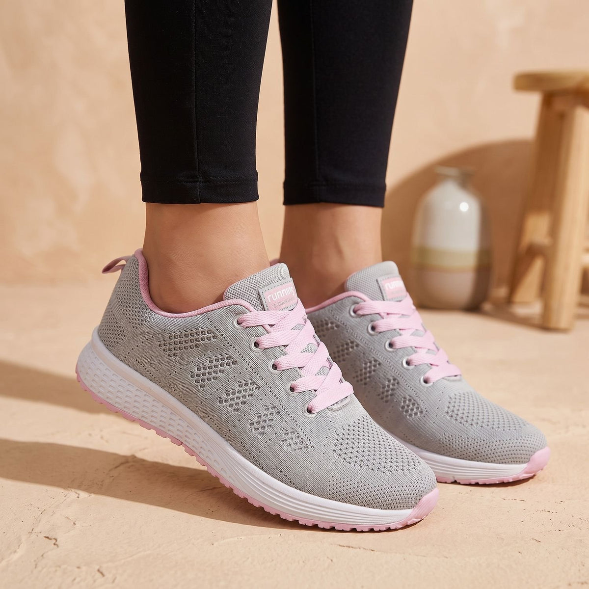Women's Orthopedic Breathable Knit Lace-Up Sneakers
