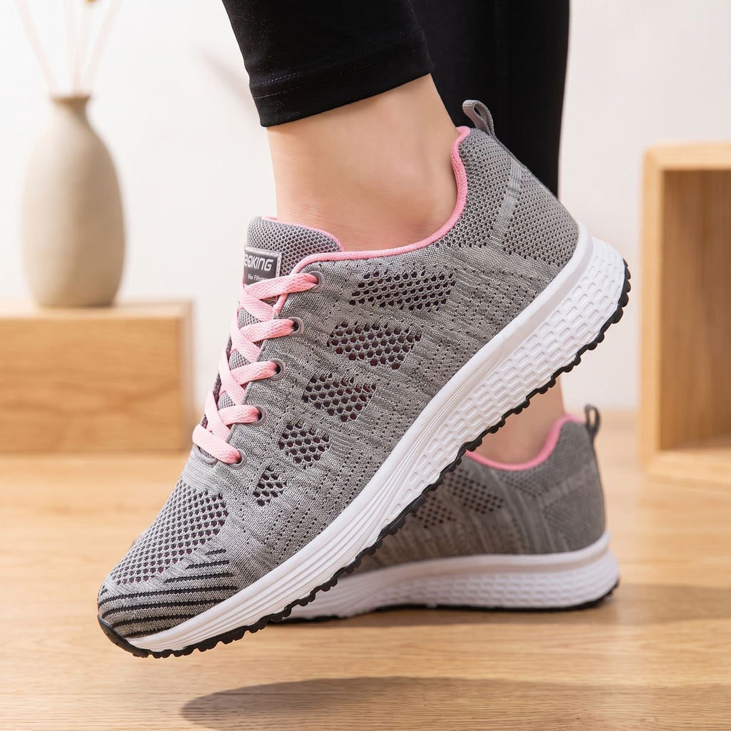 Women's Orthopedic Breathable Knit Lace-Up Sneakers - Green