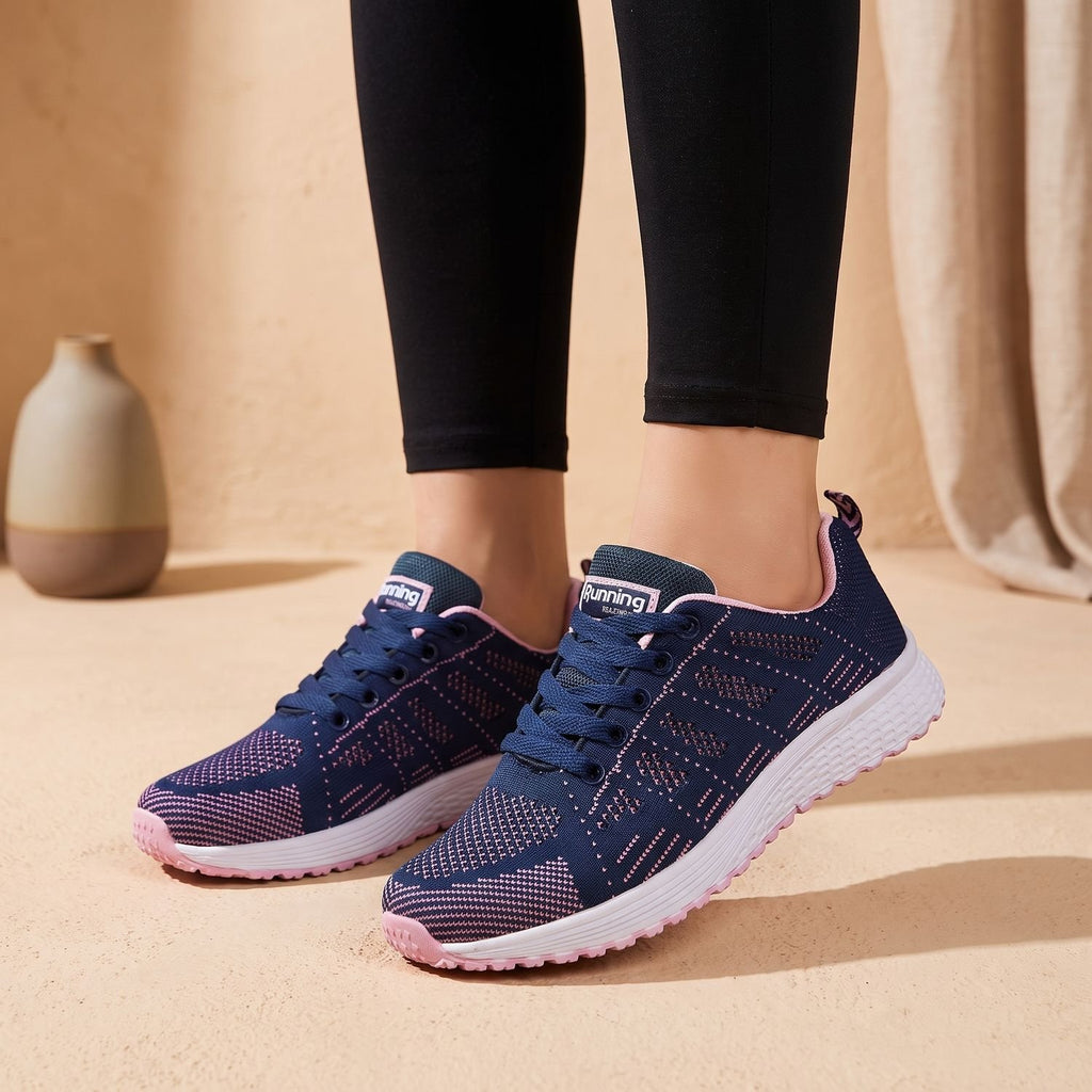 Women's Orthopedic Breathable Knit Lace-Up Sneakers - Blue