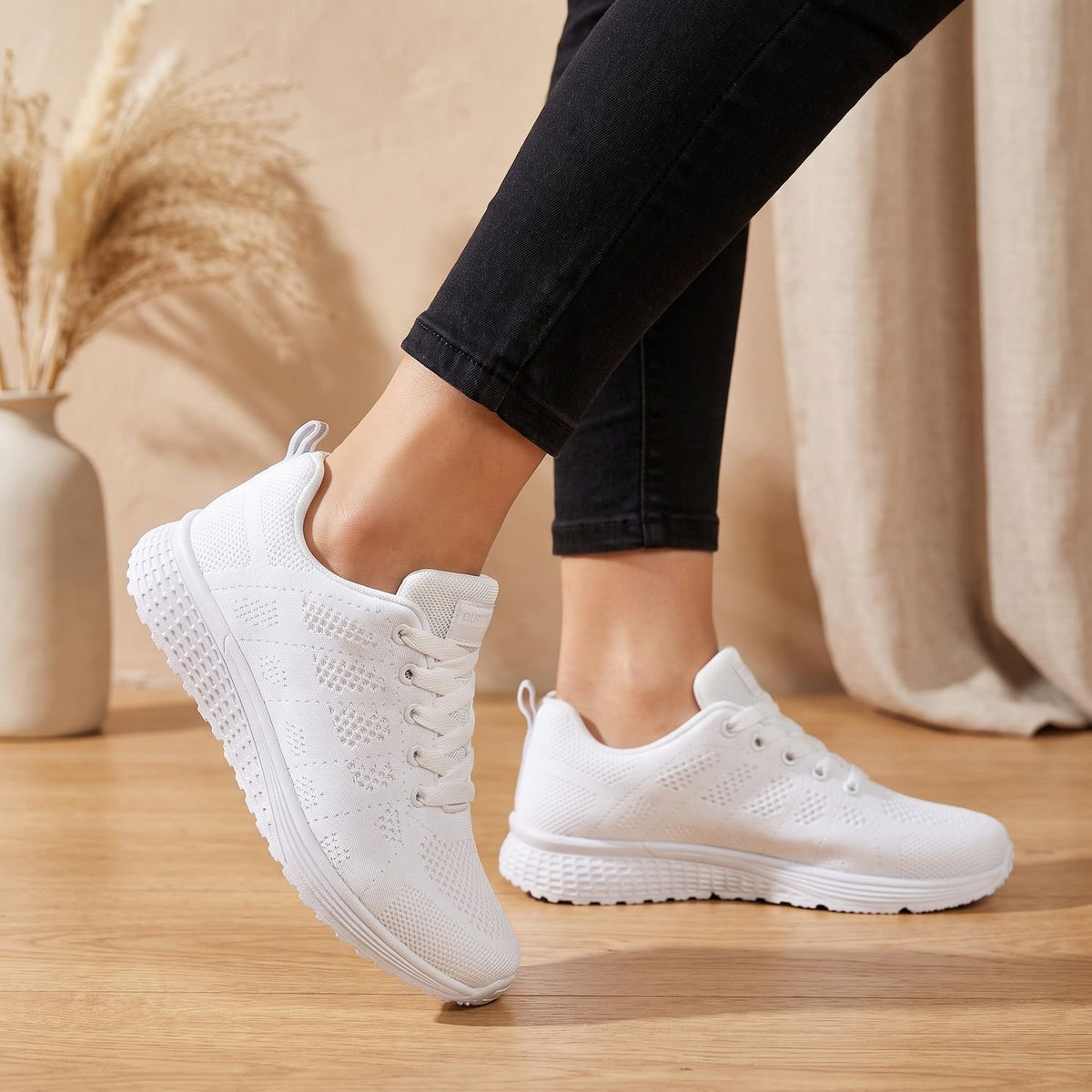 Women's Orthopedic Breathable Knit Lace-Up Sneakers