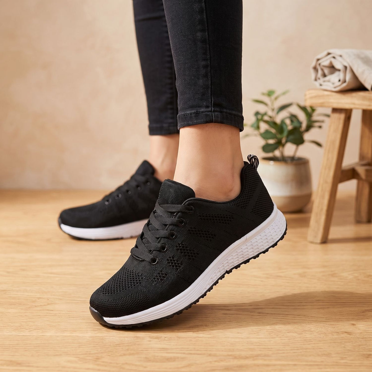 Women's Orthopedic Breathable Knit Lace-Up Sneakers
