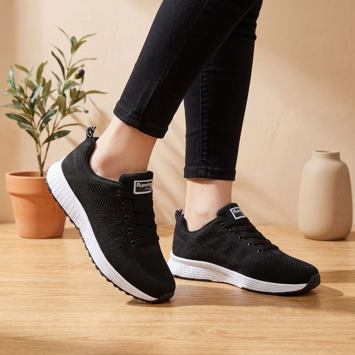 Women's Orthopedic Breathable Knit Lace-Up Sneakers