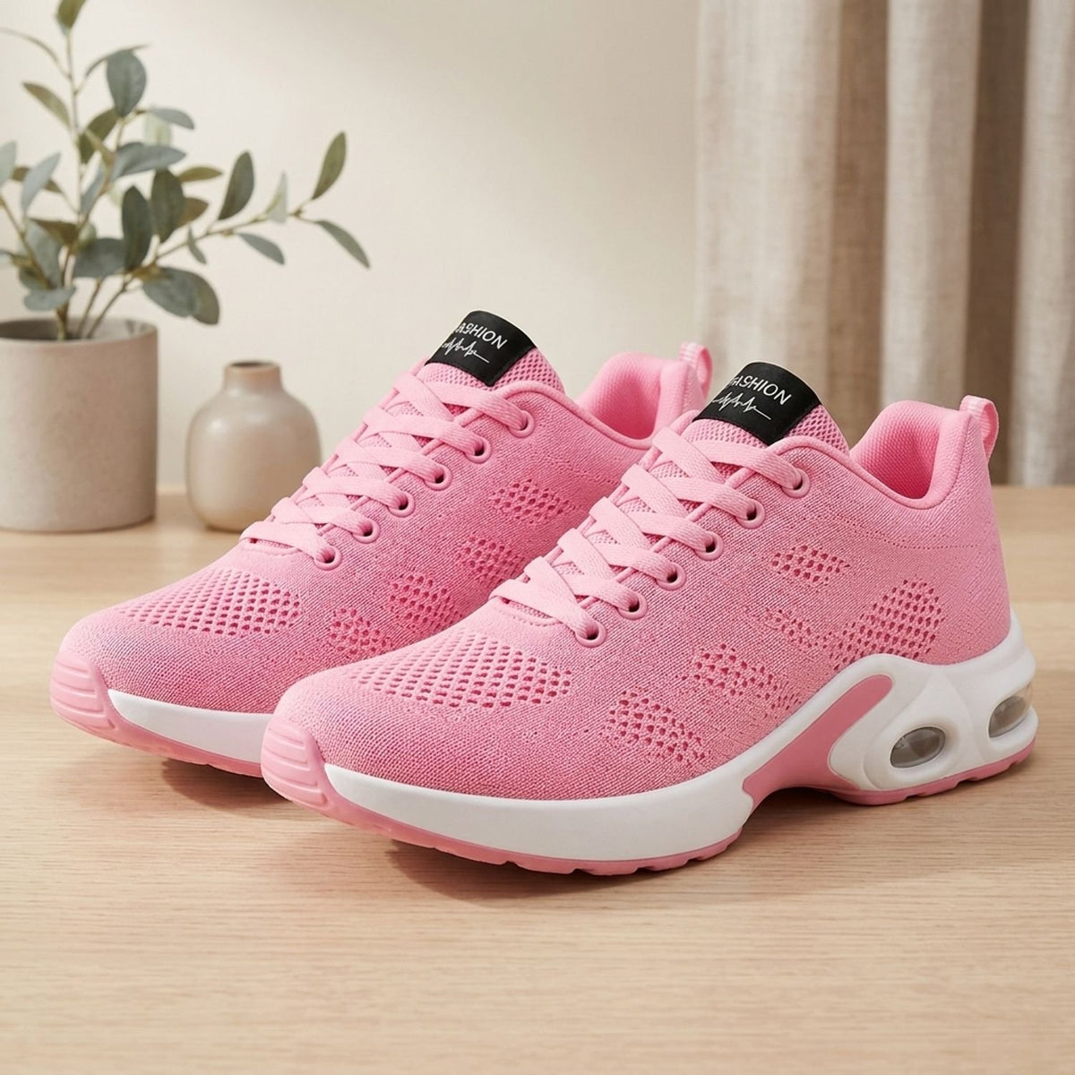 Women's Orthopedic Breathable Lace-Up Cushioned Sneakers - Pink