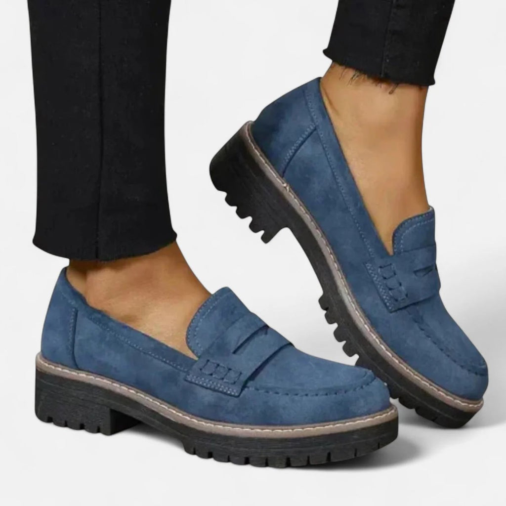 Women's Orthopedic Cushioned Slip-On Platform Loafers - Navy Blue