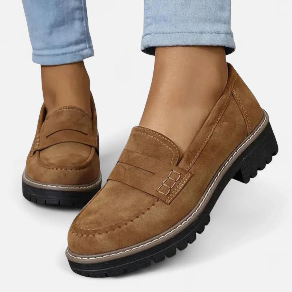 Women's Orthopedic Cushioned Slip-On Platform Loafers - Brown