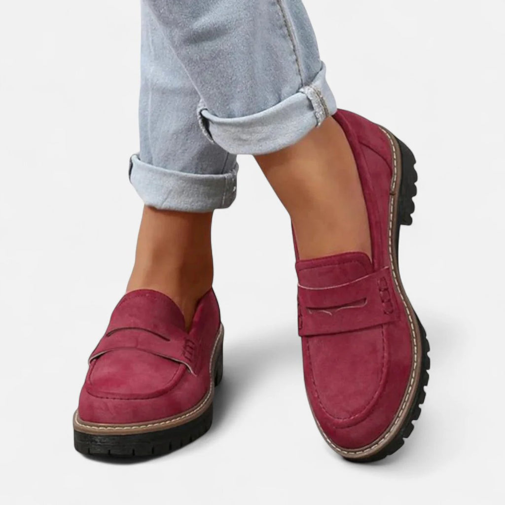 Women's Orthopedic Cushioned Slip-On Platform Loafers - Red