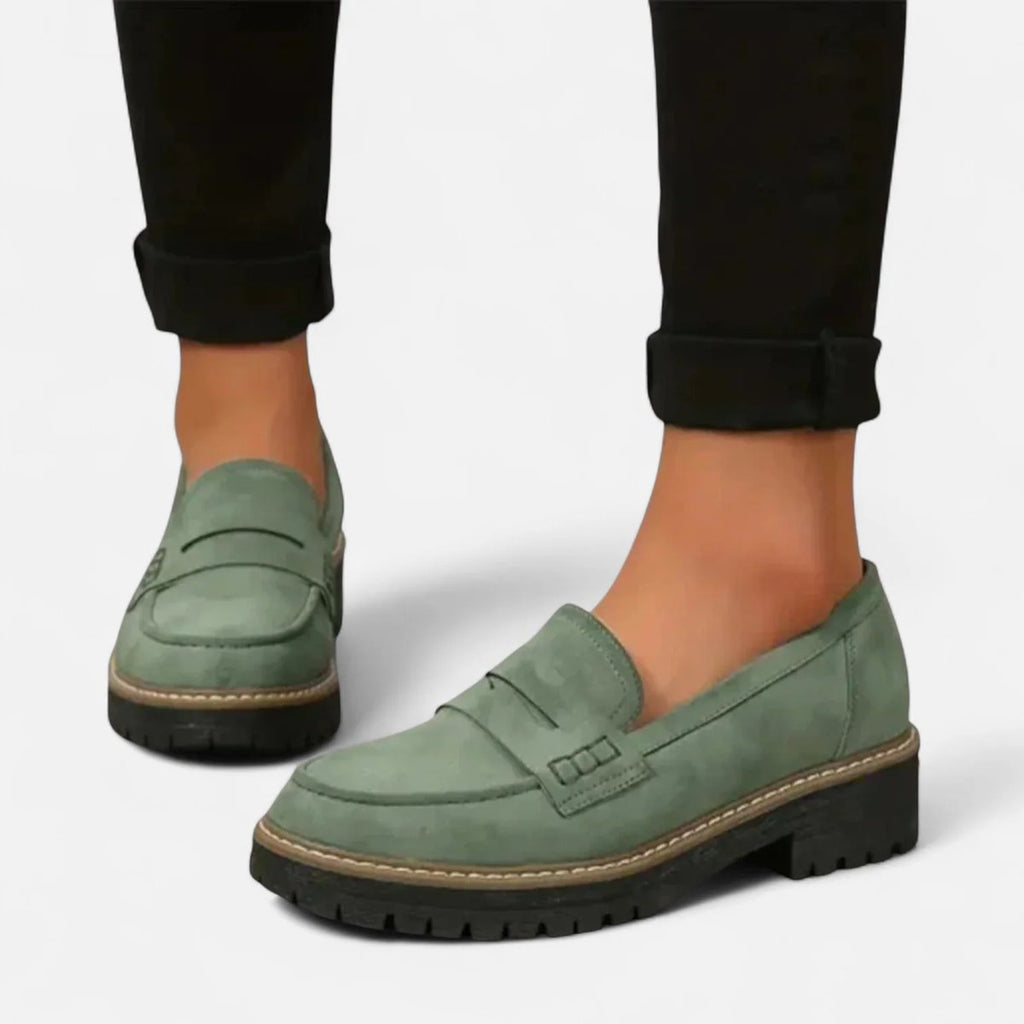 Women's Orthopedic Cushioned Slip-On Platform Loafers - Green