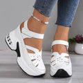 Women's Orthopedic Cutout Platform Velcro Sneaker Sandals - White