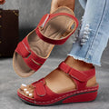 Women's Orthopedic Double-Strap Wedge Sandals - Red