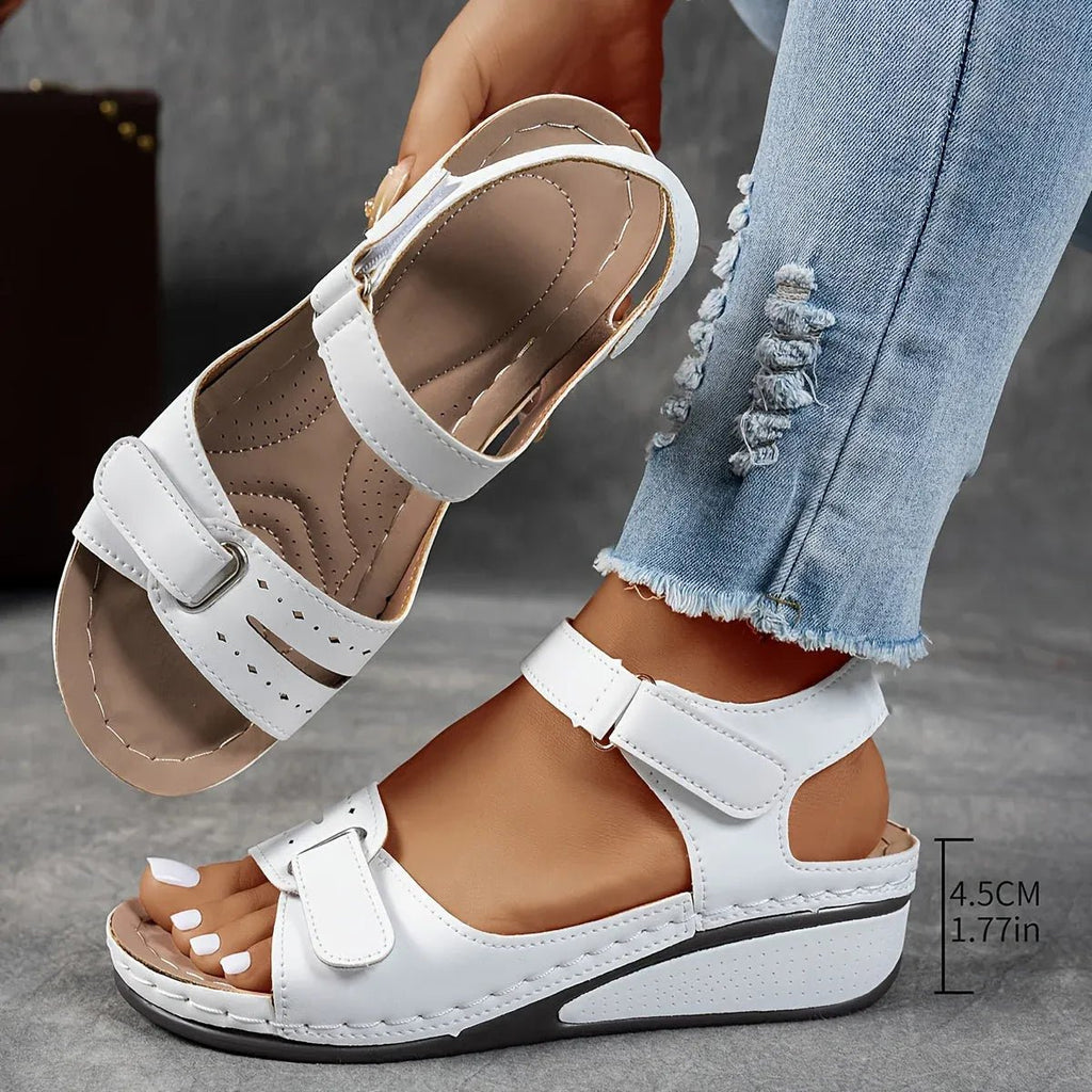 Women's Orthopedic Double-Strap Wedge Sandals - White