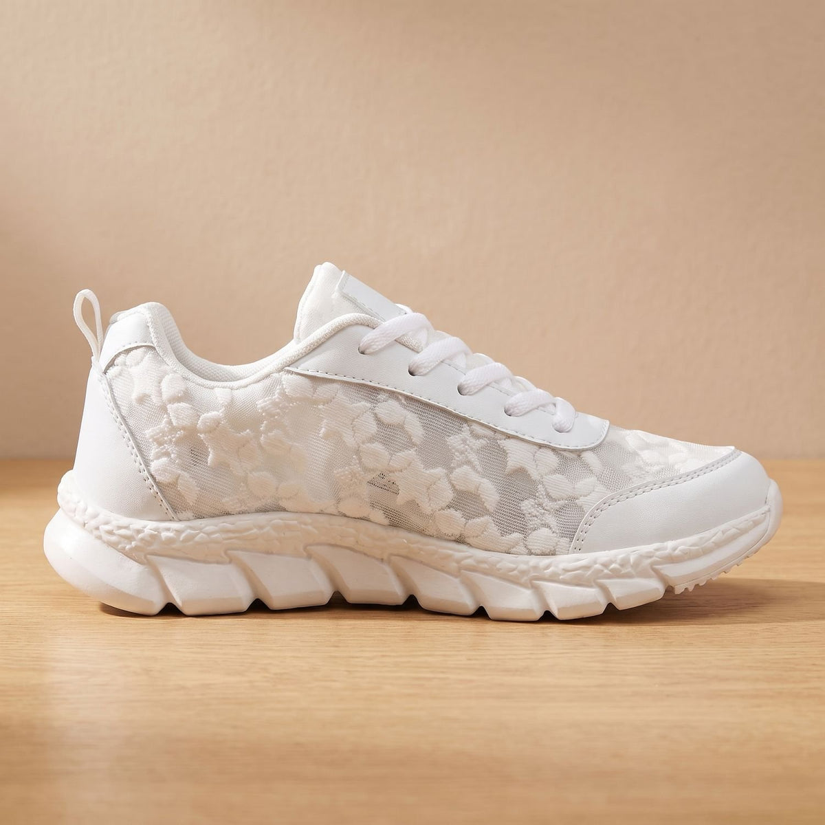 Women's Orthopedic Floral Mesh Lace-Up Arch Support Sneakers