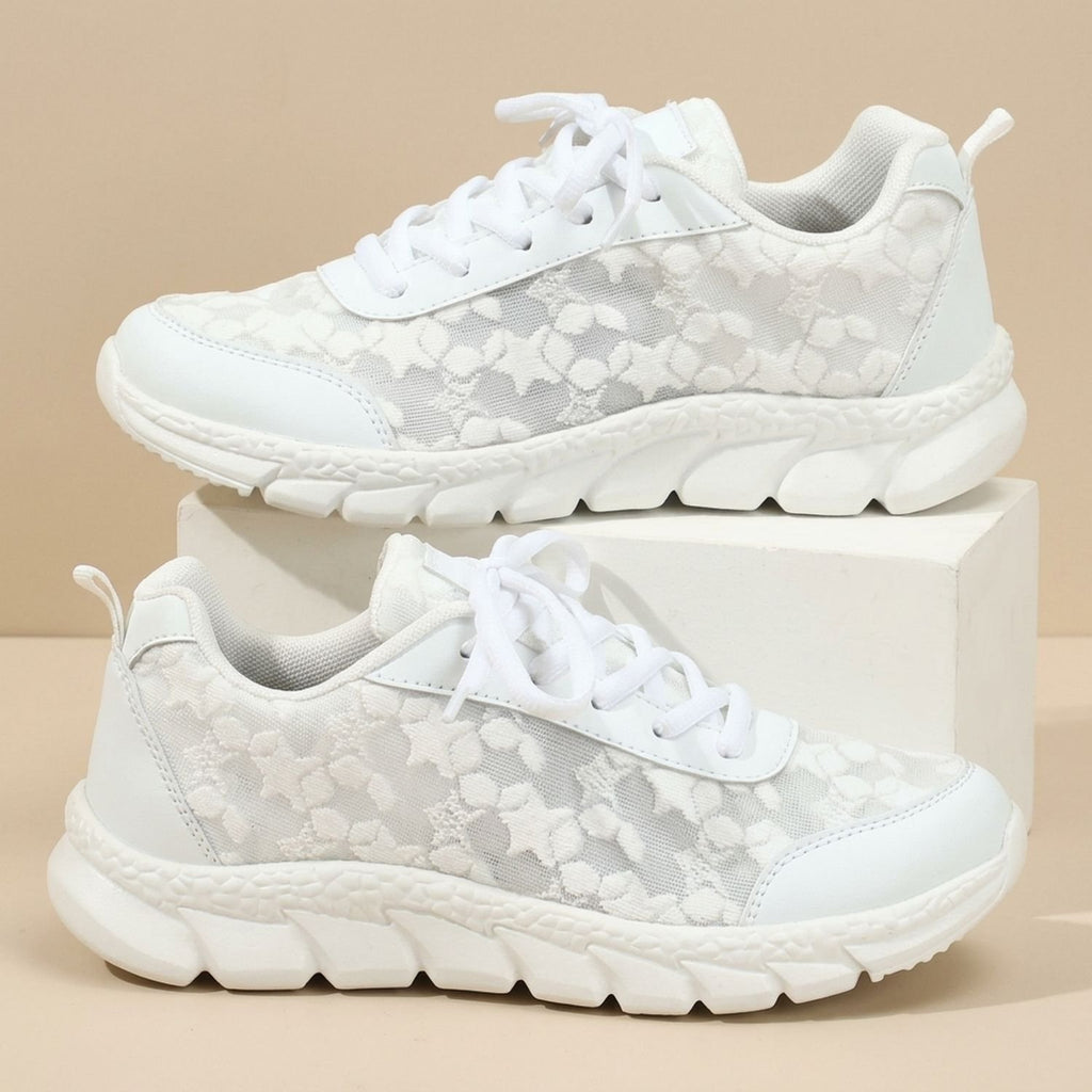 Women's Orthopedic Floral Mesh Lace-Up Arch Support Sneakers