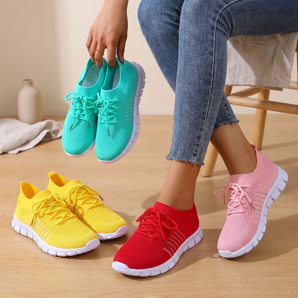 Women's Orthopedic Flyknit Lace-Up Lightweight Sneakers
