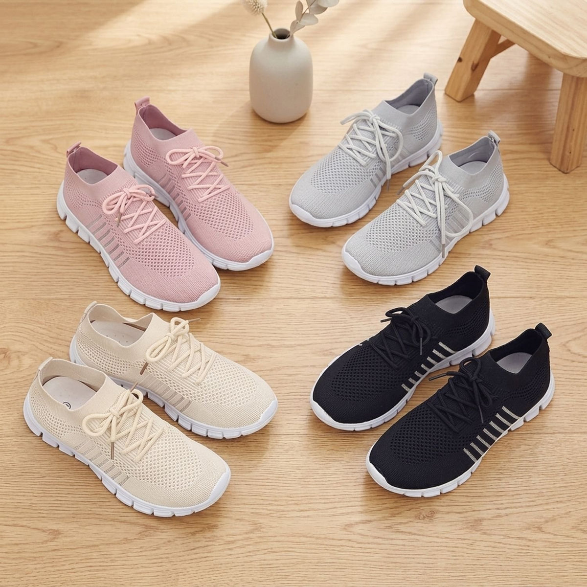 Women's Orthopedic Flyknit Lace-Up Lightweight Sneakers