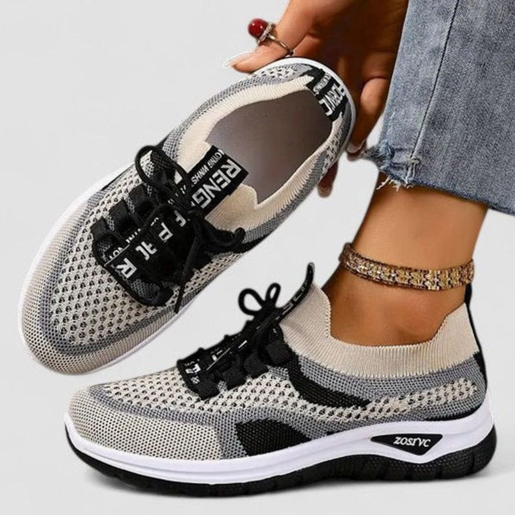 Women's Orthopedic Lace-Up Breathable Mesh Walking Sneakers