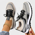 Women's Orthopedic Lace-Up Breathable Mesh Walking Sneakers - Black