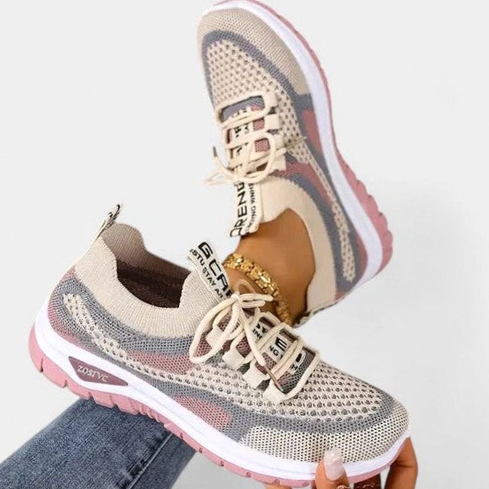 Women's Orthopedic Lace-Up Breathable Mesh Walking Sneakers