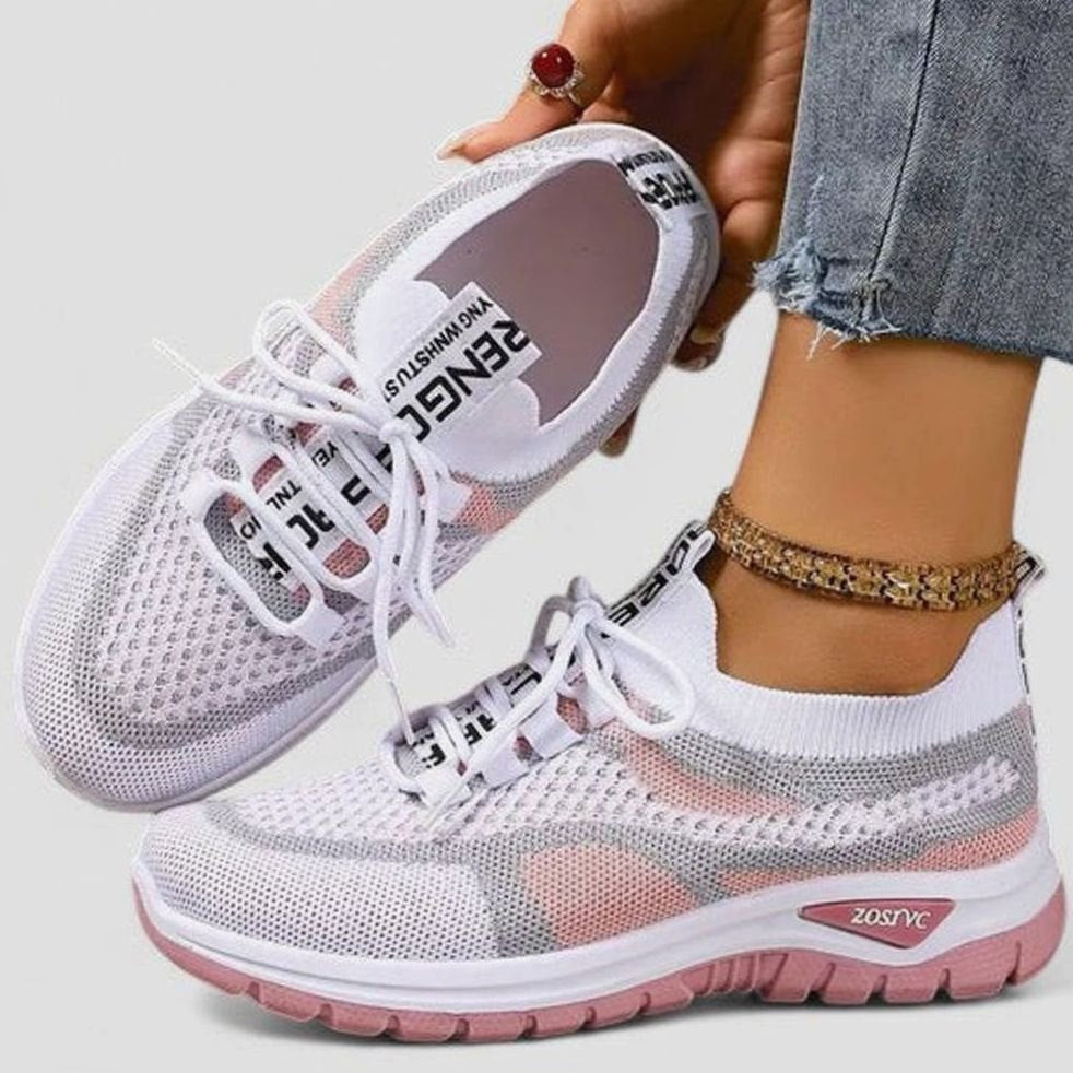 Women's Orthopedic Lace-Up Breathable Mesh Walking Sneakers