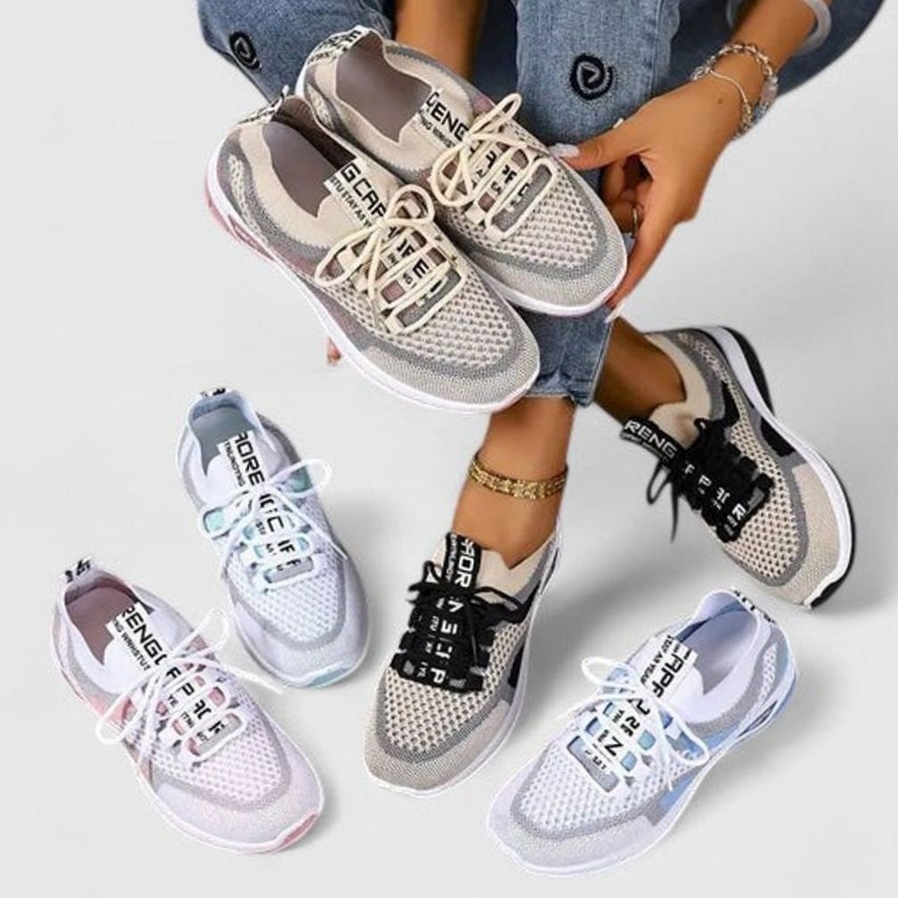 Women's Orthopedic Lace-Up Breathable Mesh Walking Sneakers