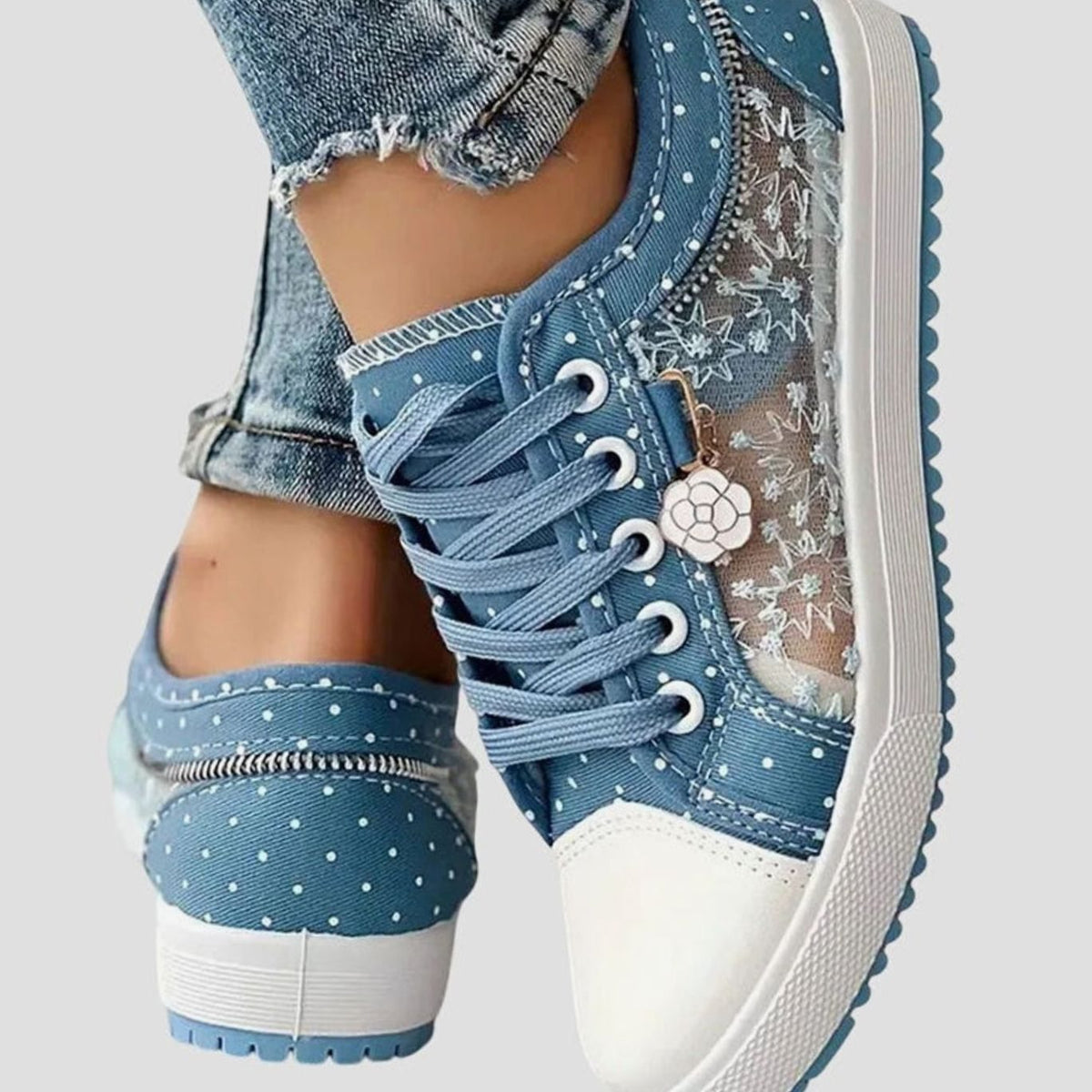 Women's Orthopedic Lace-Up Floral Mesh Low-Top Sneakers