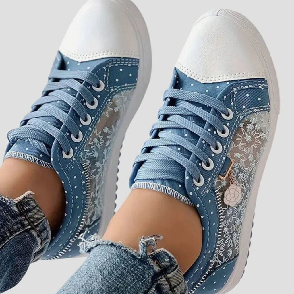Women's Orthopedic Lace-Up Floral Mesh Low-Top Sneakers