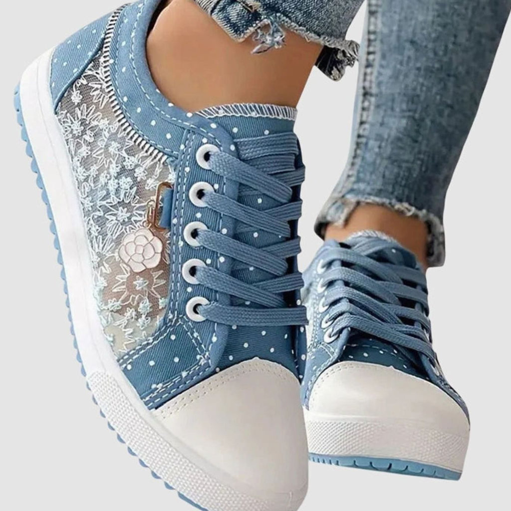 Women's Orthopedic Lace-Up Floral Mesh Low-Top Sneakers