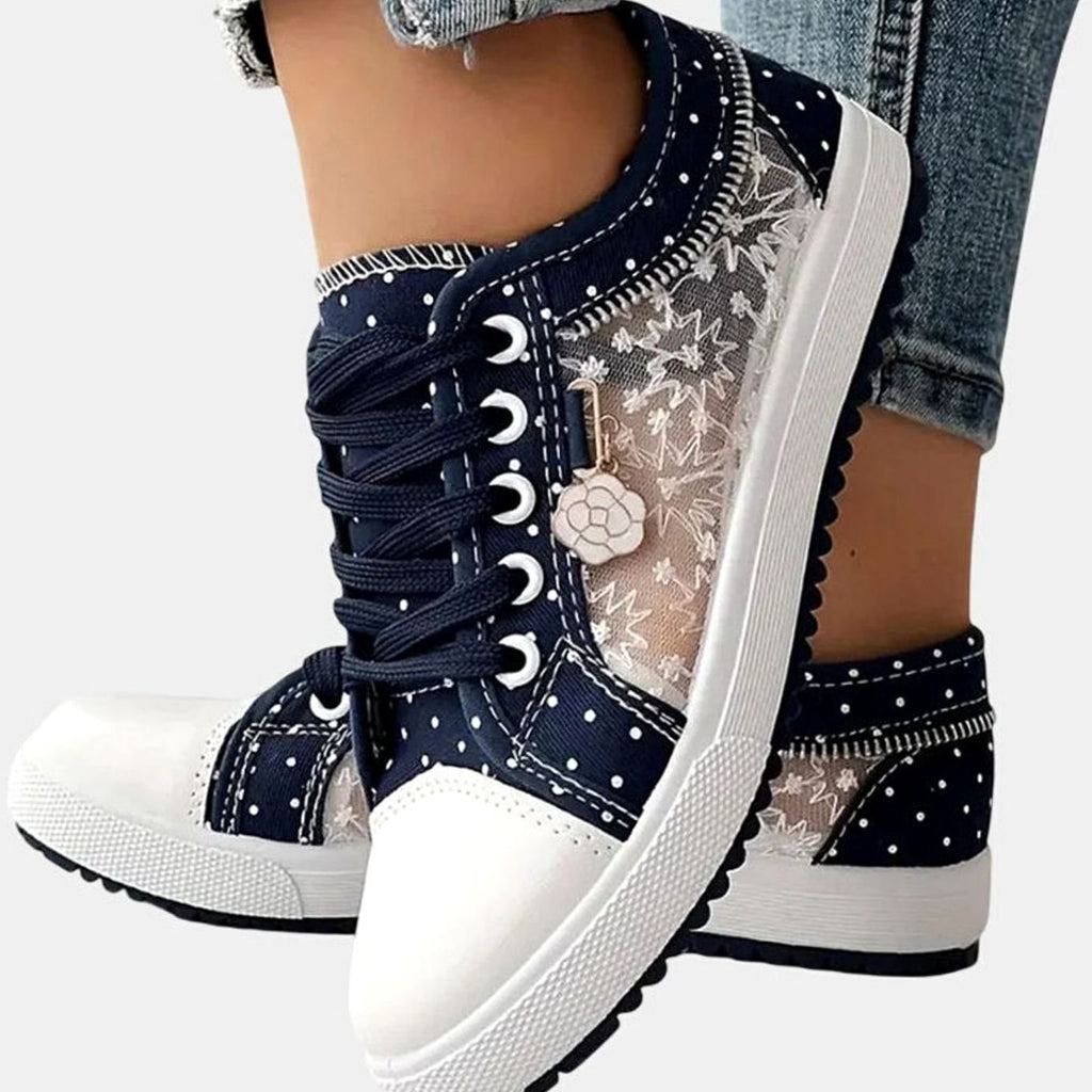 Women's Orthopedic Lace-Up Floral Mesh Low-Top Sneakers