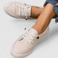 Women's Orthopedic Lace-Up Low-Top Cushioned Sneakers - Beige
