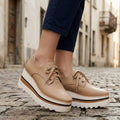 Women's Orthopedic Lace-Up Platform Oxford Boots - Beige