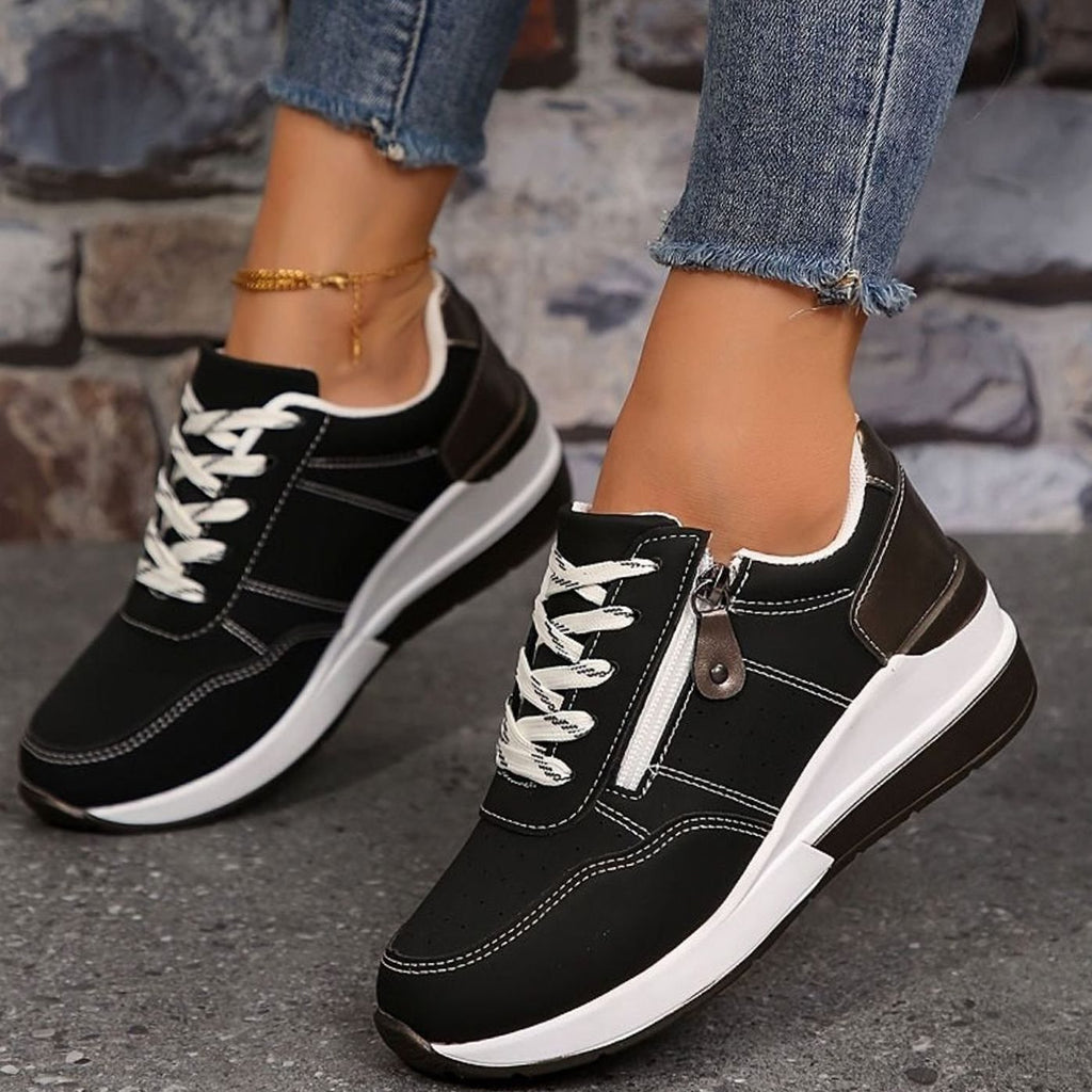 Women's Orthopedic Lace-Up Wedge Platform Walking Sneakers