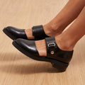 Women's Orthopedic Mary Jane Buckle-Strap Flat Loafers - Black