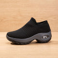Women's Orthopedic Memory-Foam Slip-On Platform Sneakers - Black (Gray Sole)