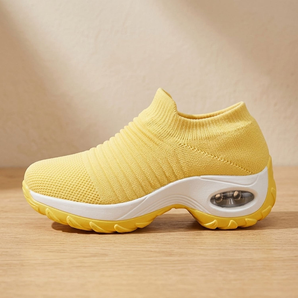 Women's Orthopedic Memory-Foam Slip-On Platform Sneakers - Yellow