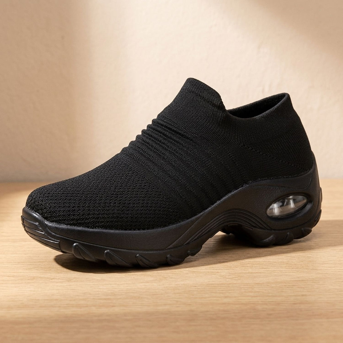 Women's Orthopedic Memory-Foam Slip-On Platform Sneakers - All Black