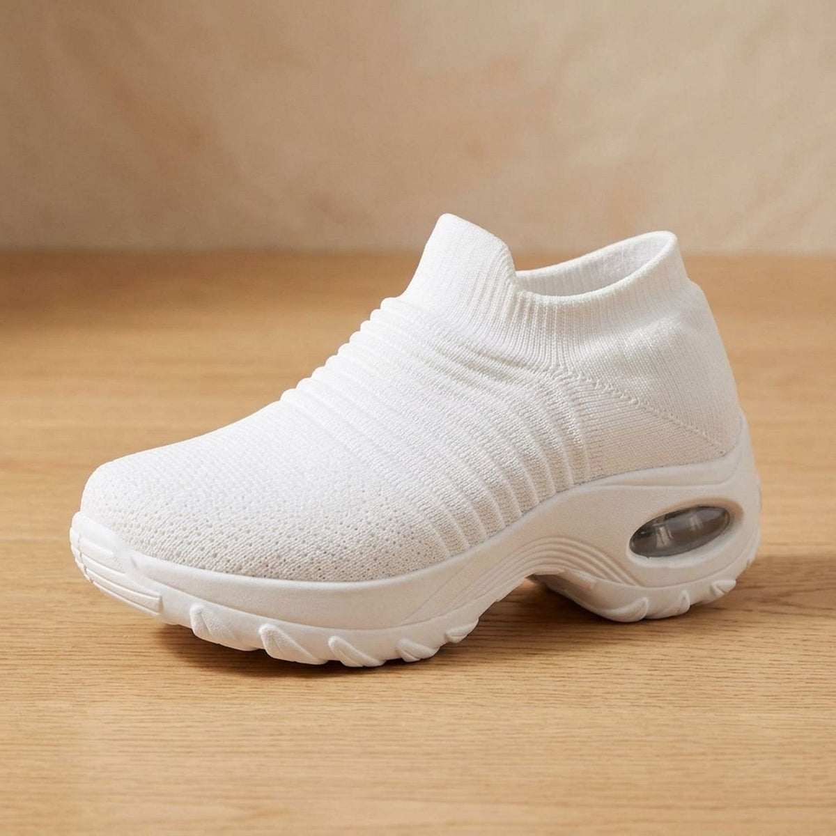 Women's Orthopedic Memory-Foam Slip-On Platform Sneakers - All White
