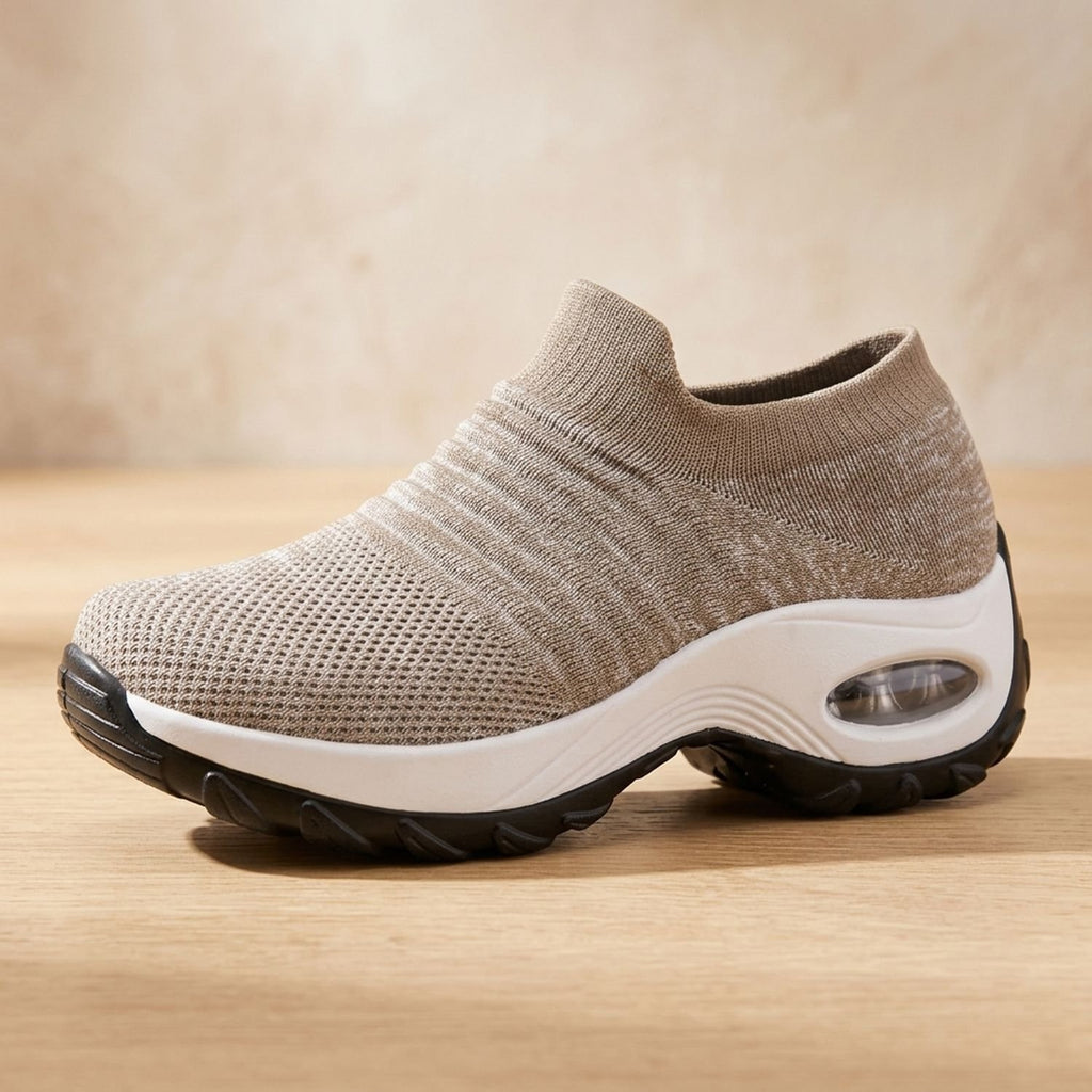Women's Orthopedic Memory-Foam Slip-On Platform Sneakers - Khaki