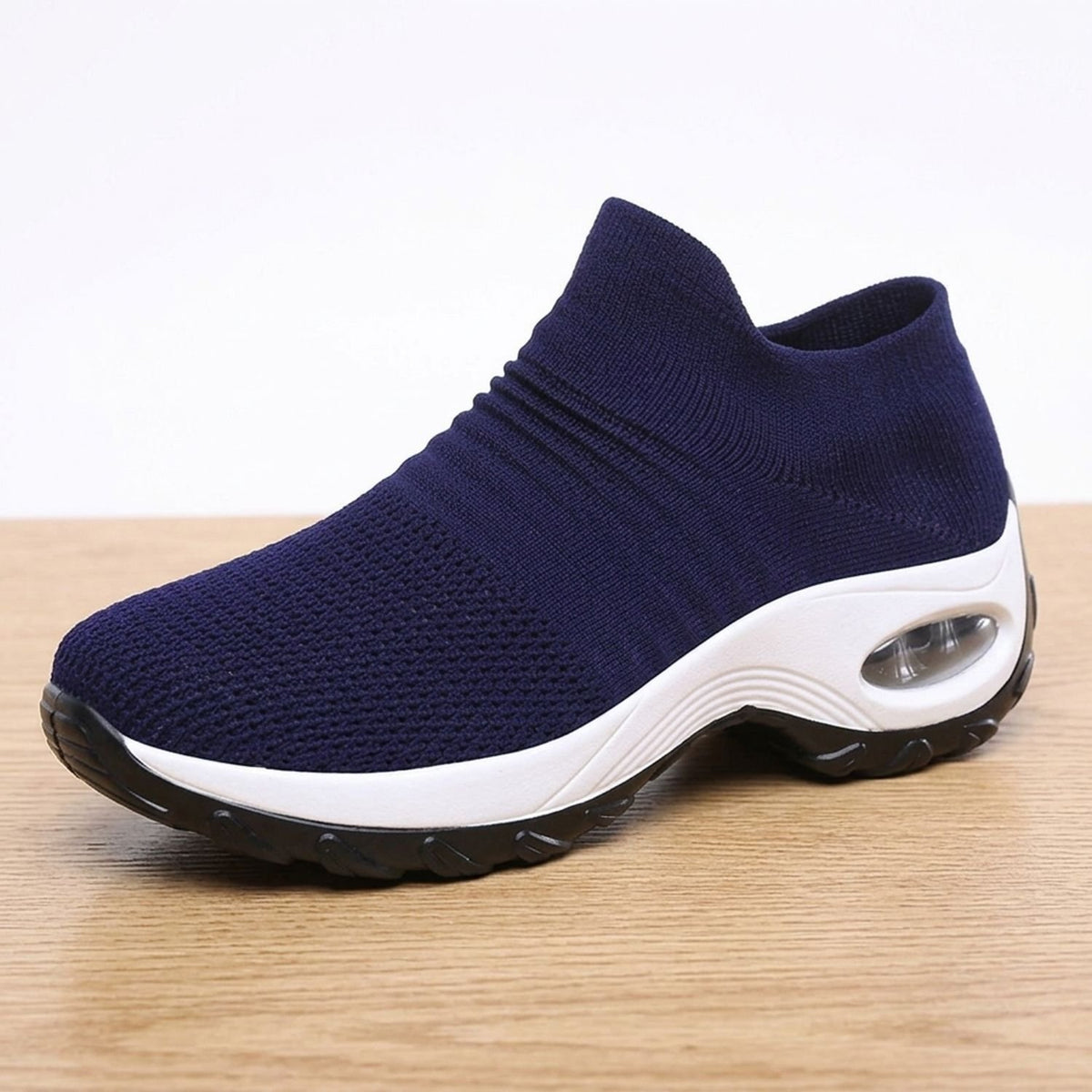 Women's Orthopedic Memory-Foam Slip-On Platform Sneakers - Blue (White Sole)