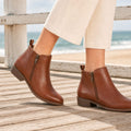 Women's Orthopedic Side-Zip Low-Heel Ankle Boots - Brown