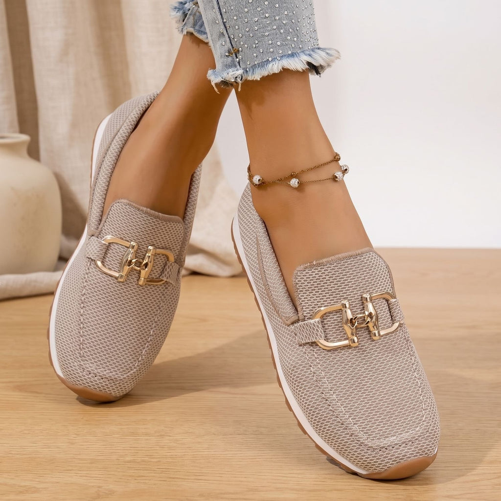 Women's Orthopedic Slip-On Mesh Loafer Sneakers Gold Horsebit
