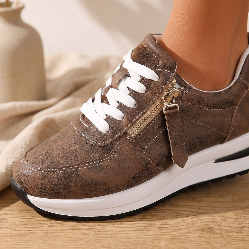 Women's Orthopedic Sneakers Cushioned Platform Lace-Up Low-Top