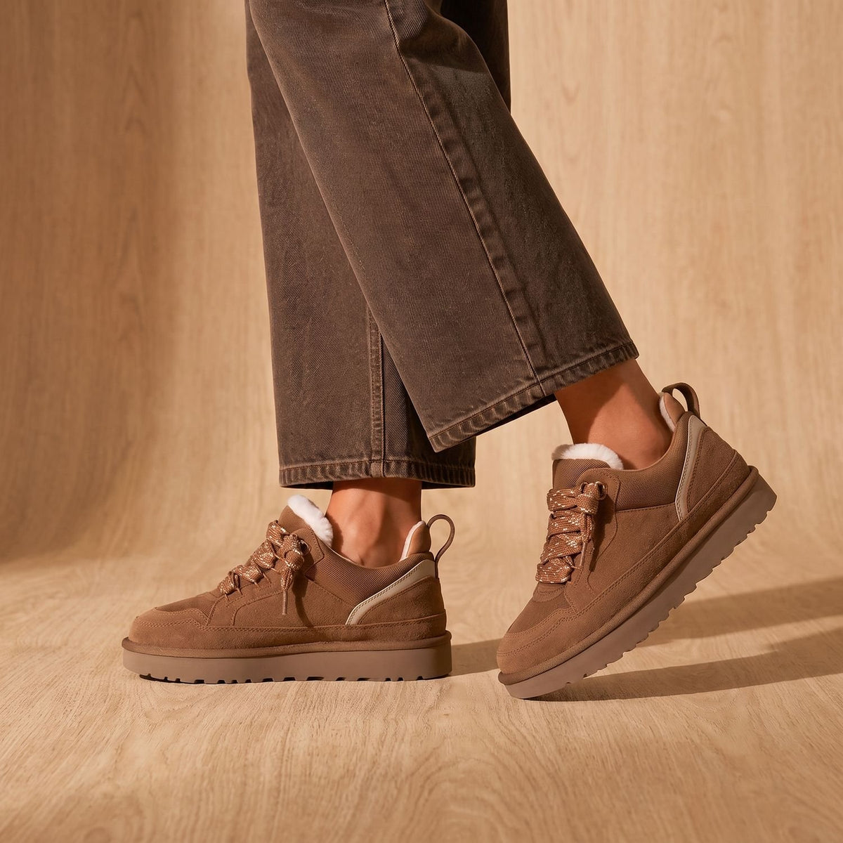 Women's Orthopedic Suede Winter Sneakers Platform Sole - Brown