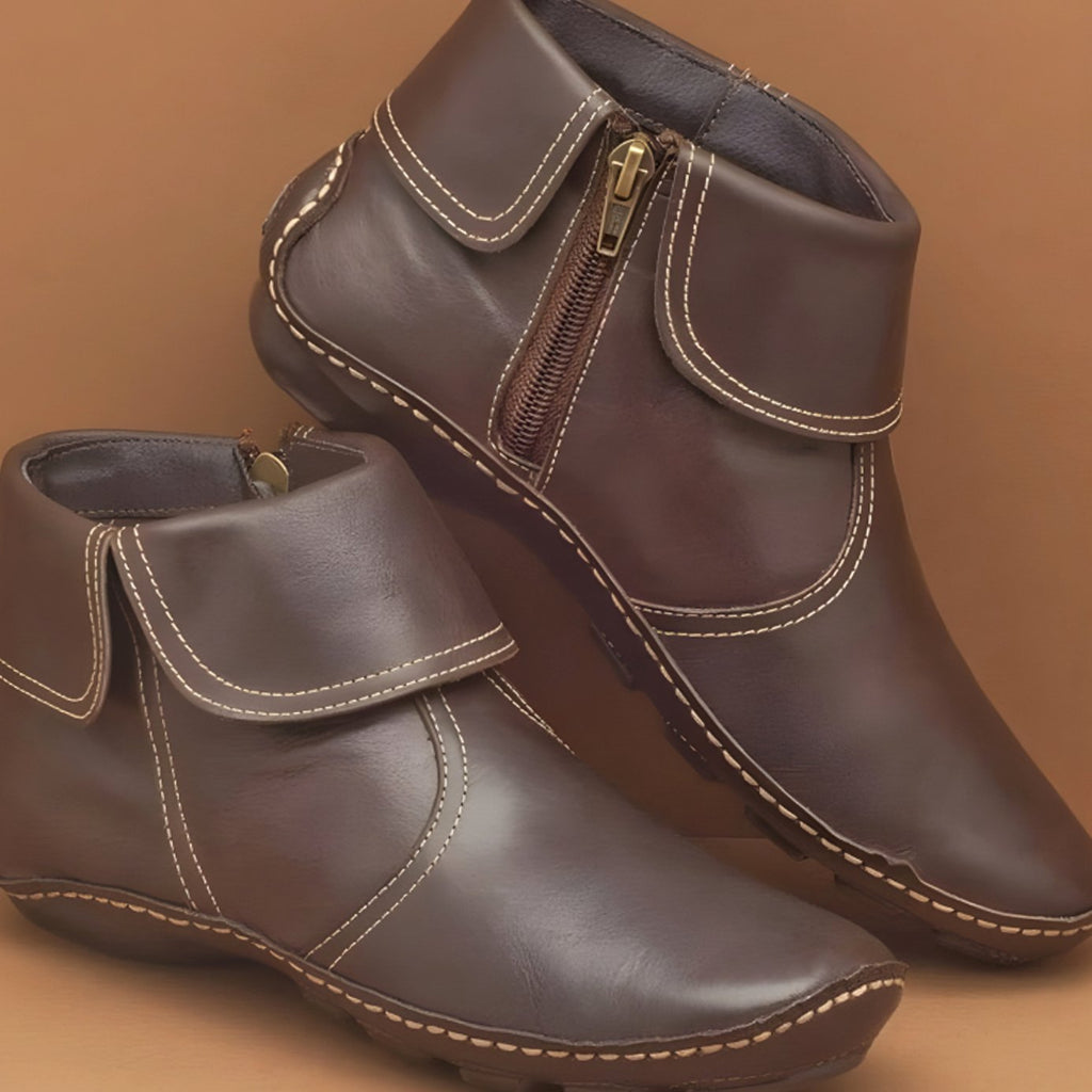 Women's Orthopedic Waterproof Side-Zip Ankle Boots - Brown